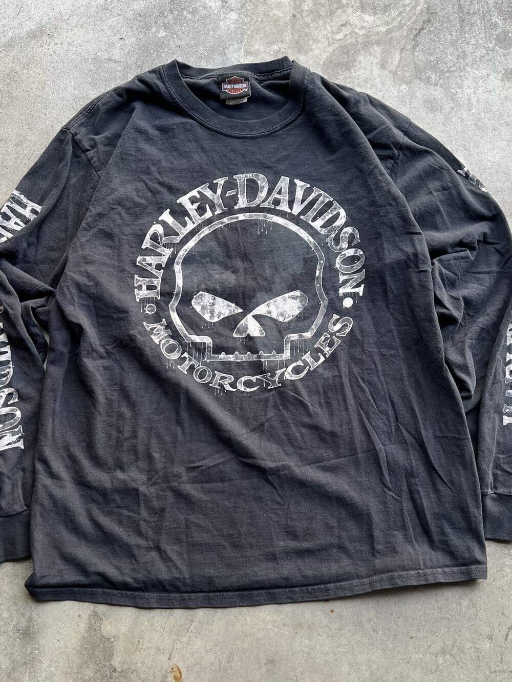 Harley Davidson Wisconsin Large WI Willie G Skull Long Sleeve Shirt Men Quad